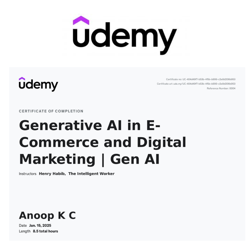 Generative AI E-Commerce Digital Marketing Certified Expert Kerala